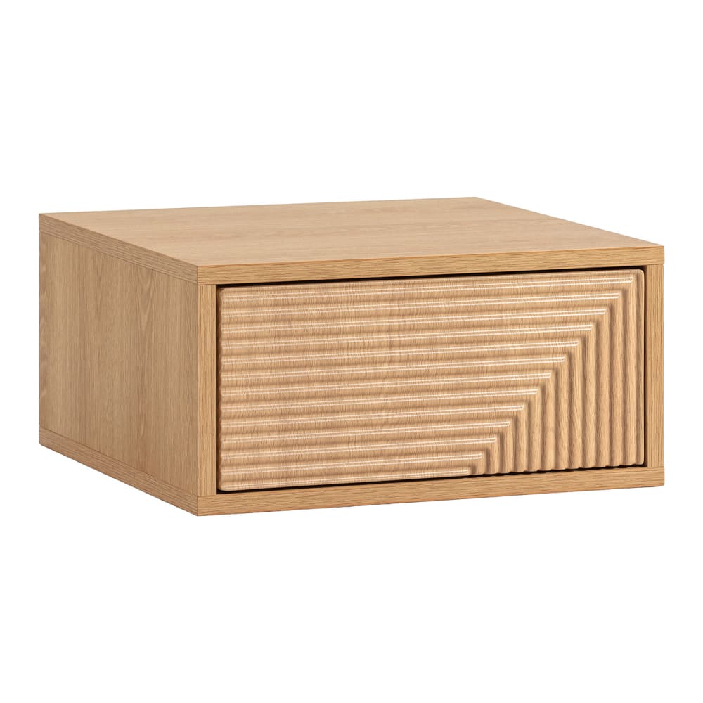 HOMN Schwebender nachttisch 1 schublade Eiche-Optik style modern Braun Spanplatte