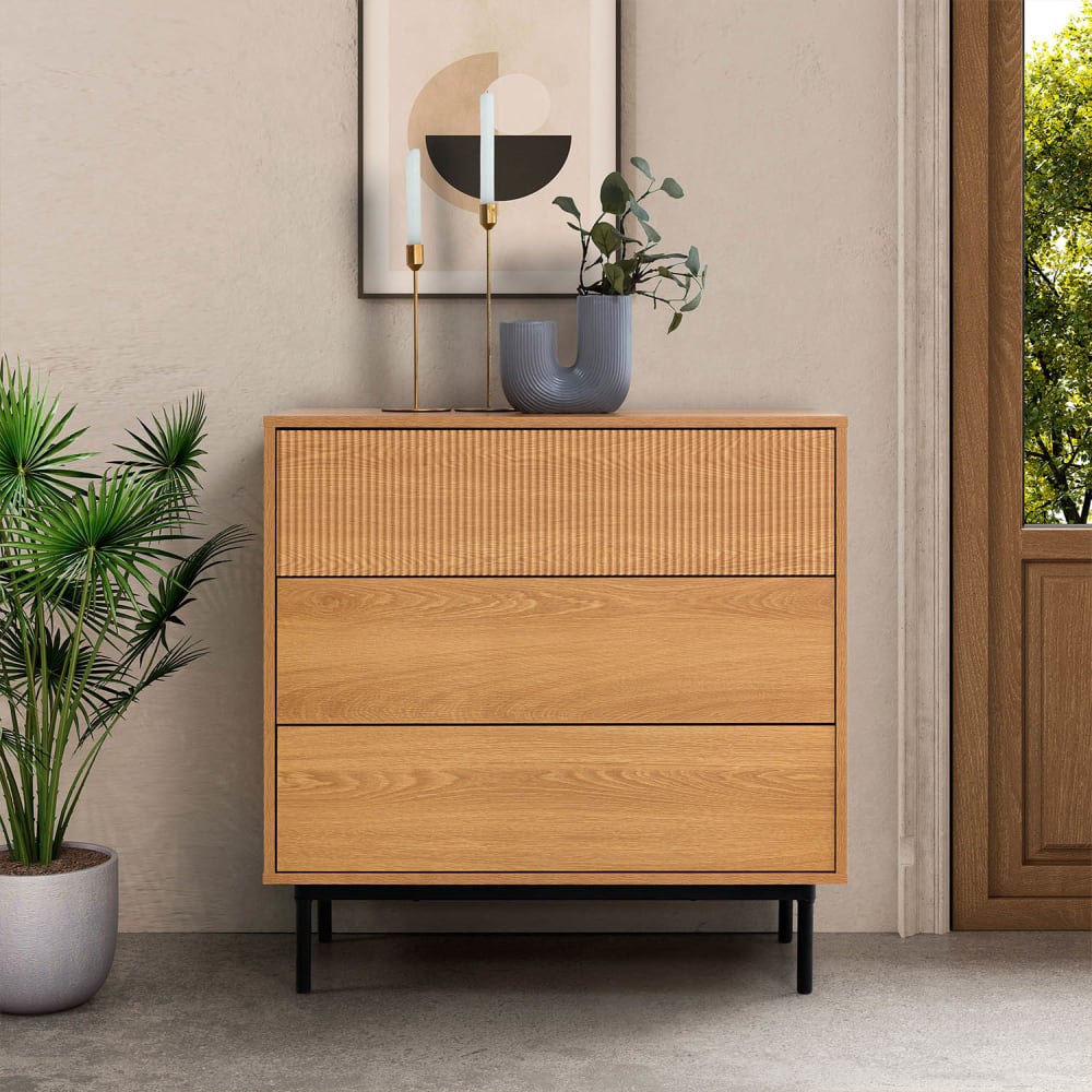Kommode 3 schubladen Eiche-Optik - Maisons Du Monde