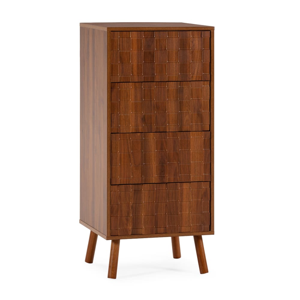 Commode haute 4 tiroirs effet Noyer