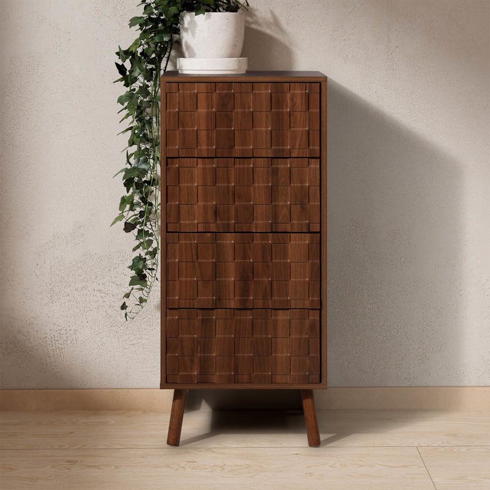 Hohe kommode 4 schubladen Walnuss-Optik - Maisons Du Monde