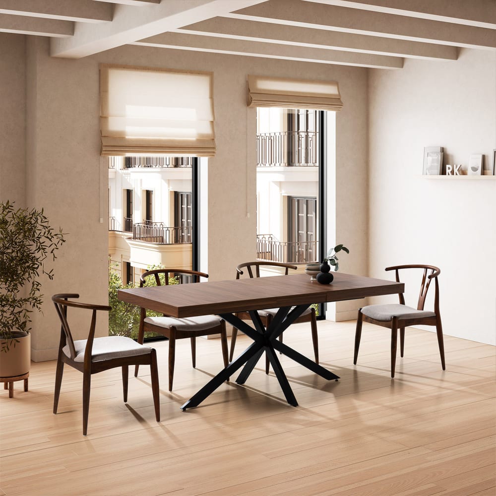 Ausziehbarer Esstisch Walnuss-Optik, 140-180 cm - Maisons Du