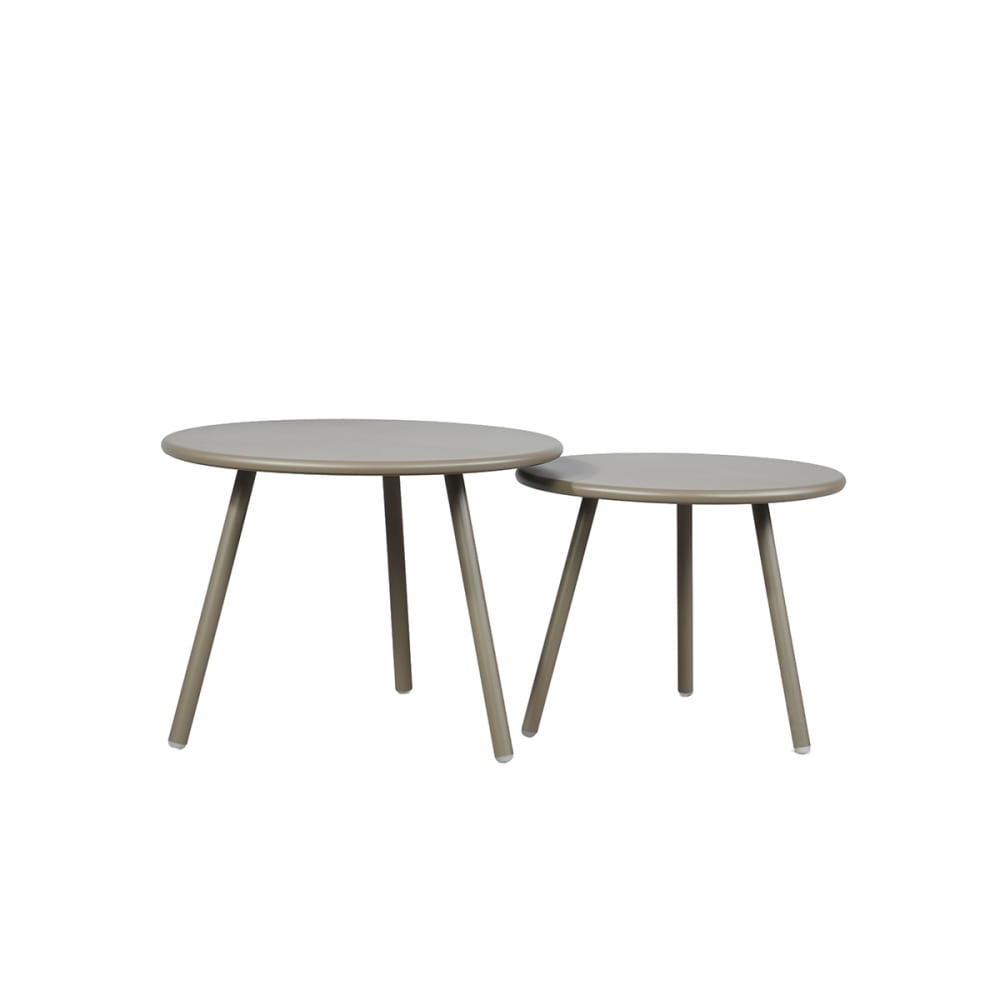 Lot 2 tables jardin - rondes acier
