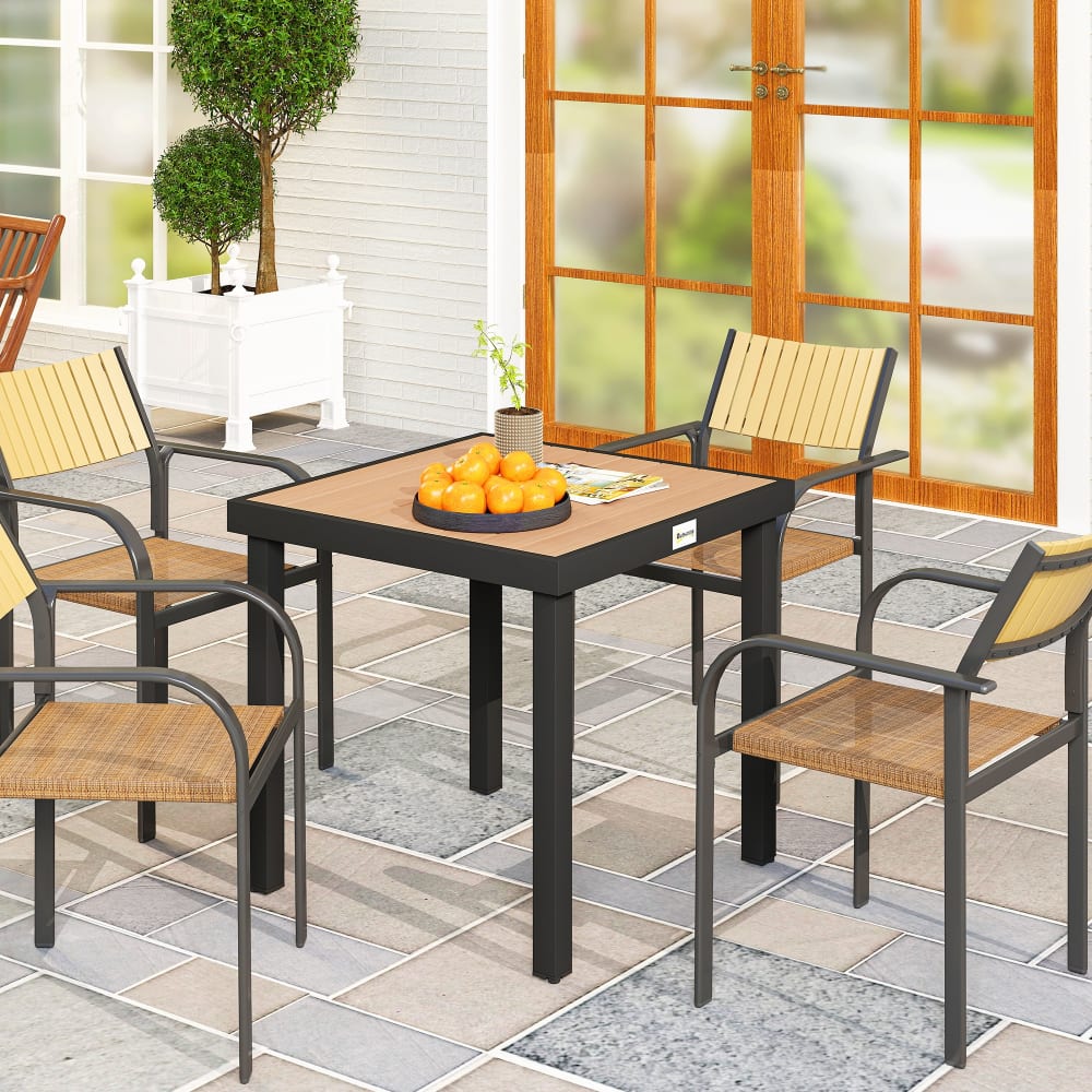 Gartentisch aus Aluminium in Holzoptik 78x78x74 cm, braun -