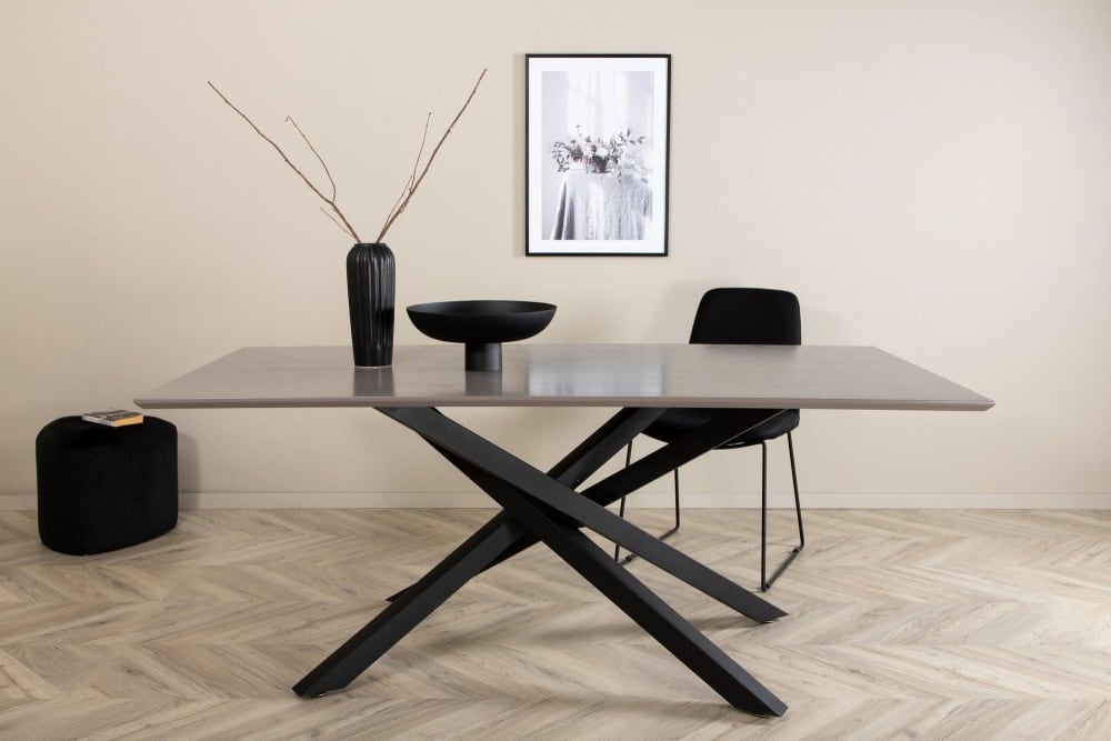 Esstisch 180*90cm, Grau / Schwarz - Maisons Du Monde