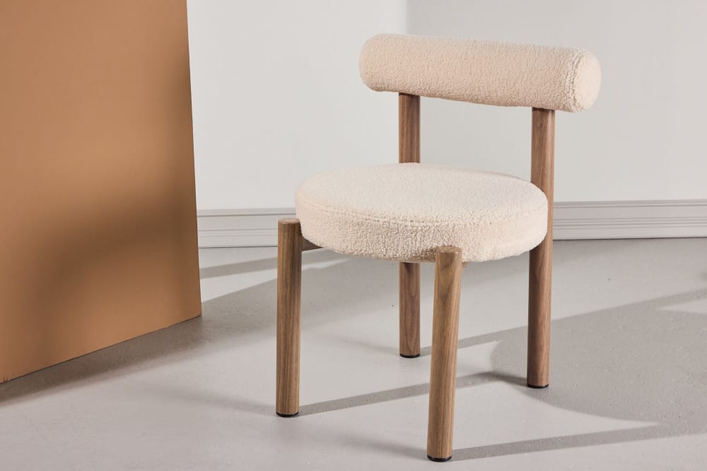 2er-Set Esszimmerstühle Tillo aus Teddy Bouclé, Weiß - Maisons Du