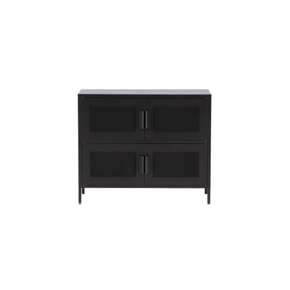 Venture Home Kommode Nett 90cm mit Gittertüren, Schwarz style industrial Schwarz Metall