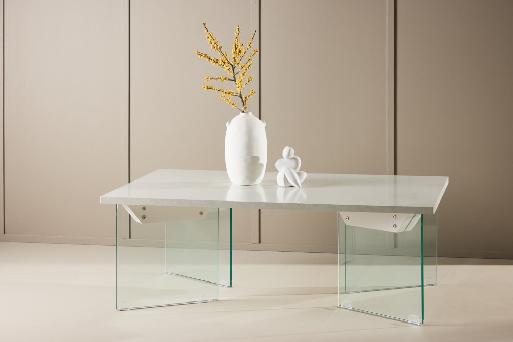 Couchtisch Ester 120cm, Glas & Betonoptik - Maisons Du Monde