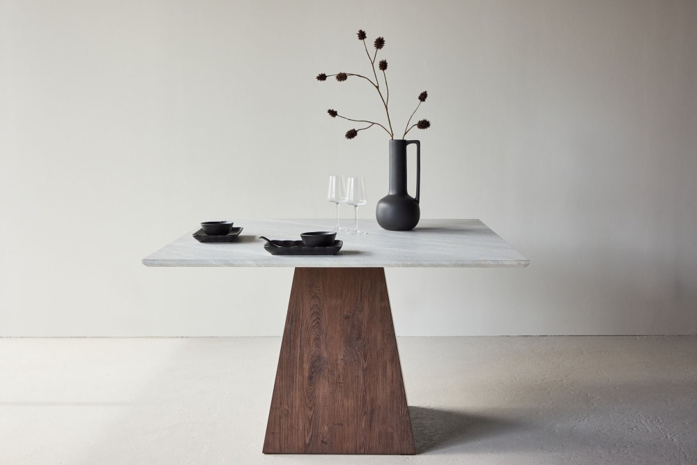Esstisch Cael 120cm, Steinoptik & Mokka - Maisons Du Monde