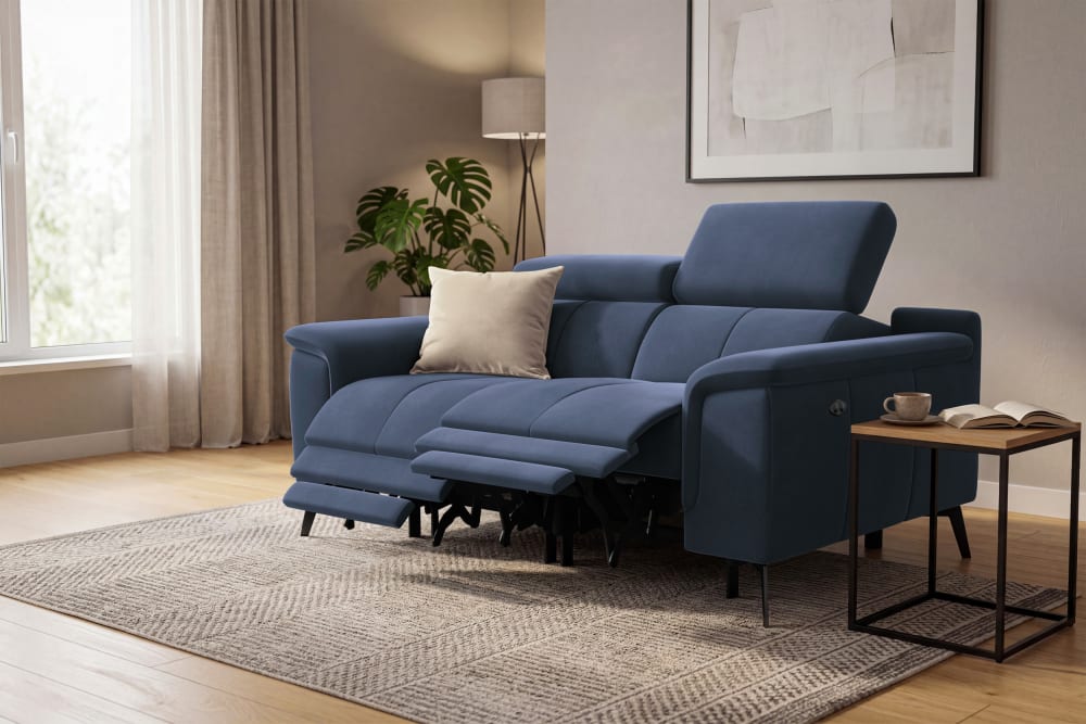 Sofa Relax 2-Sitzer, Marineblauer Veloursstoff - Maisons Du Monde