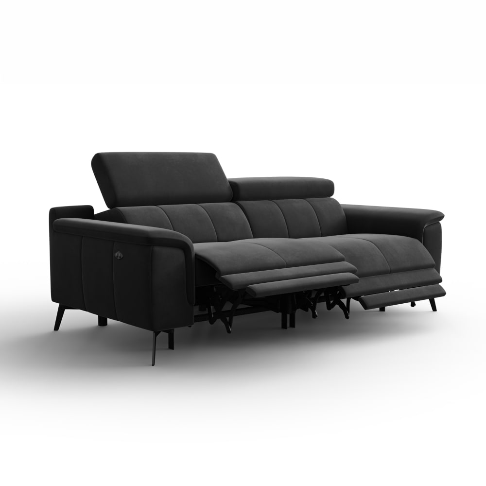 Canapé relax 3 places, - velours noir