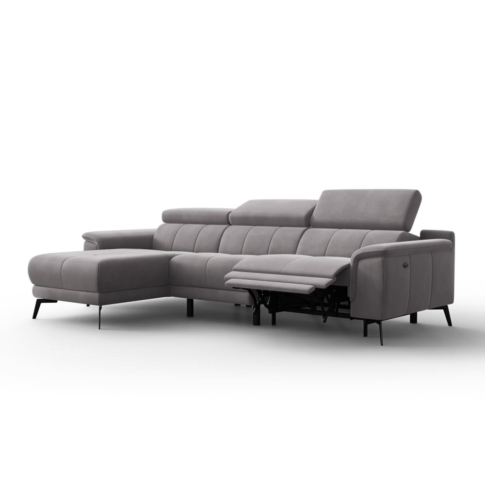 Canapé d'angle 4 places - tissu velours gris