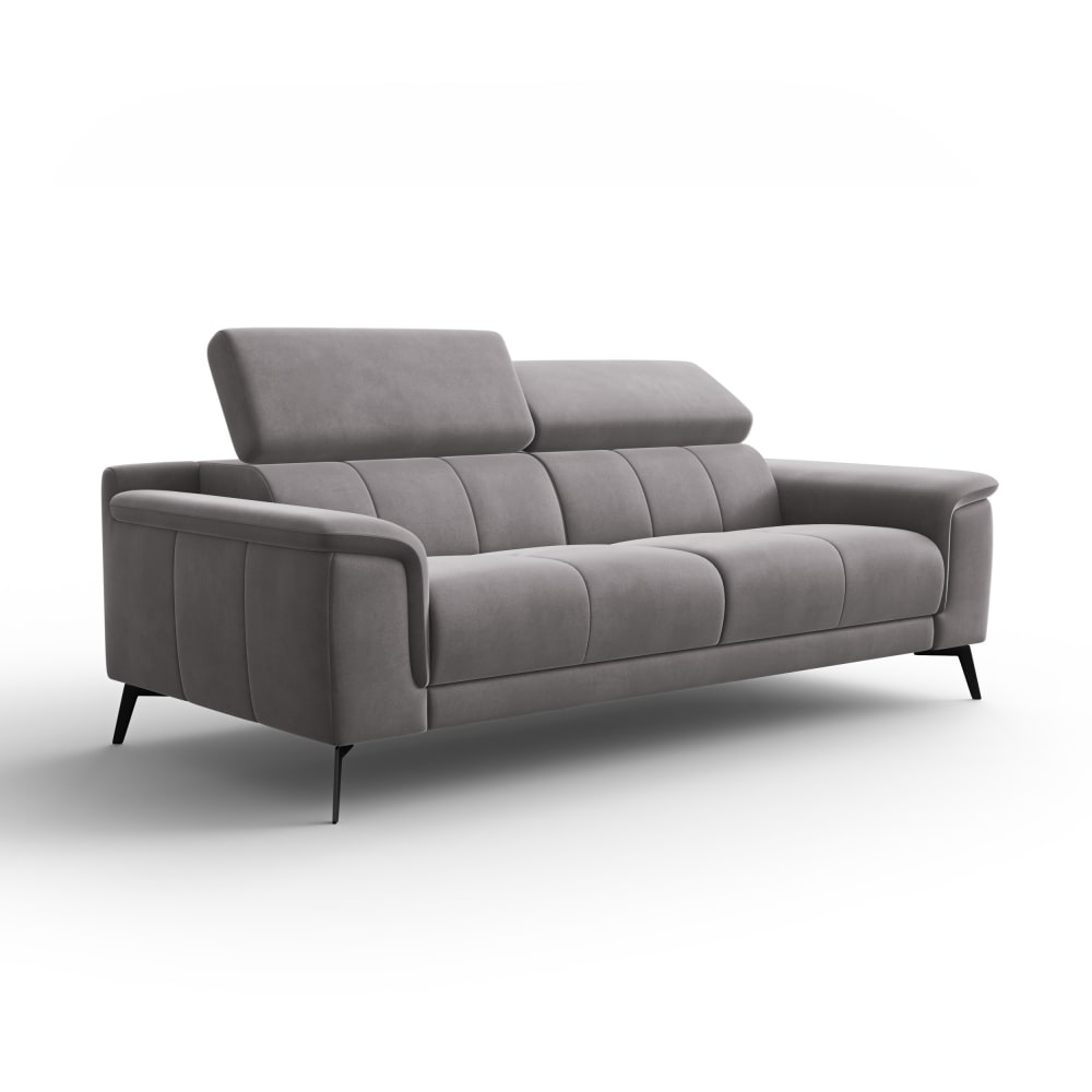 Canapé 3 places, tissu - velours gris