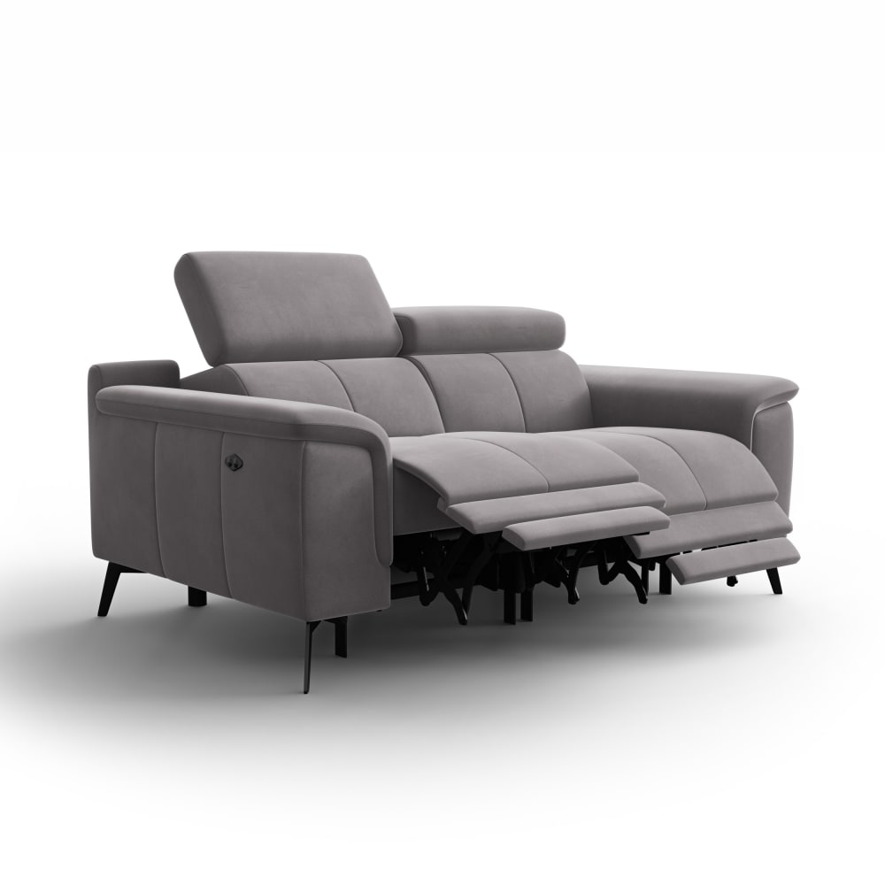 Canapé relax 2 places, - tissu velours gris