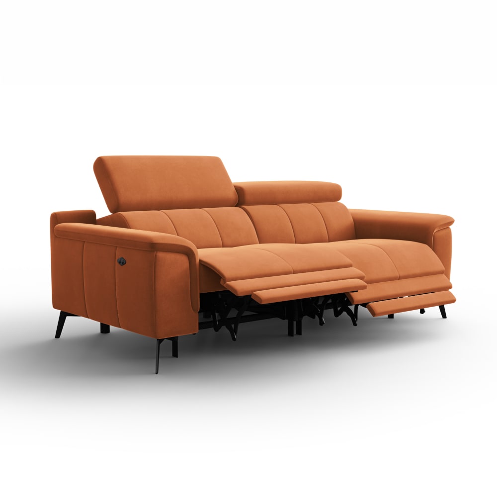 Canapé relax 3 places, - tissu orange