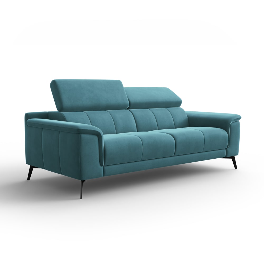 Canapé 3 places, tissu - turquoise