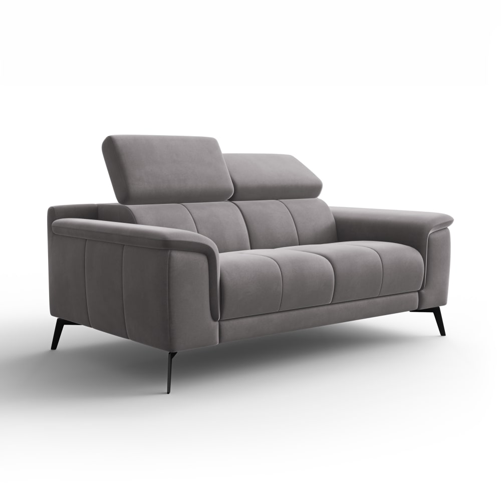 Canapé 2 places, tissu - velours gris