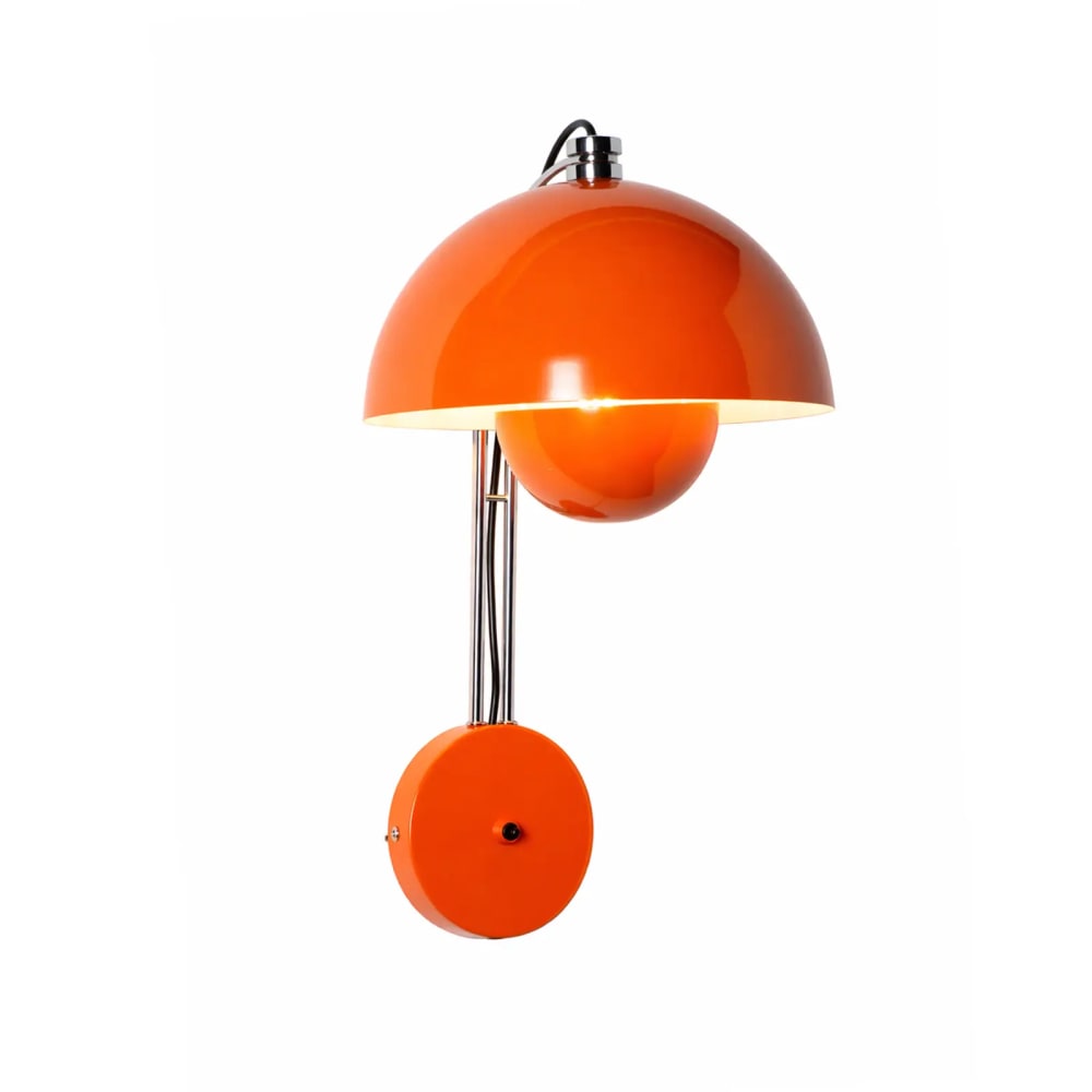 Applique murale florale en métal orange E27 H42 cm