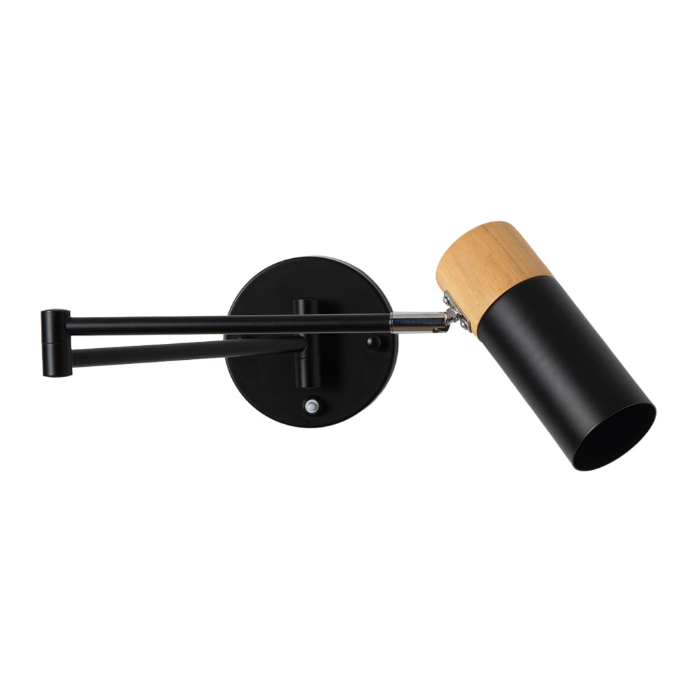 Applique murale extensible horizontale noir et bois E27 53 cm