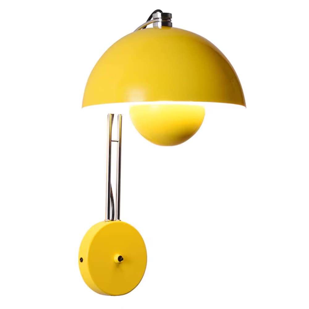 Applique murale florale en métal jaune E27 H42 cm