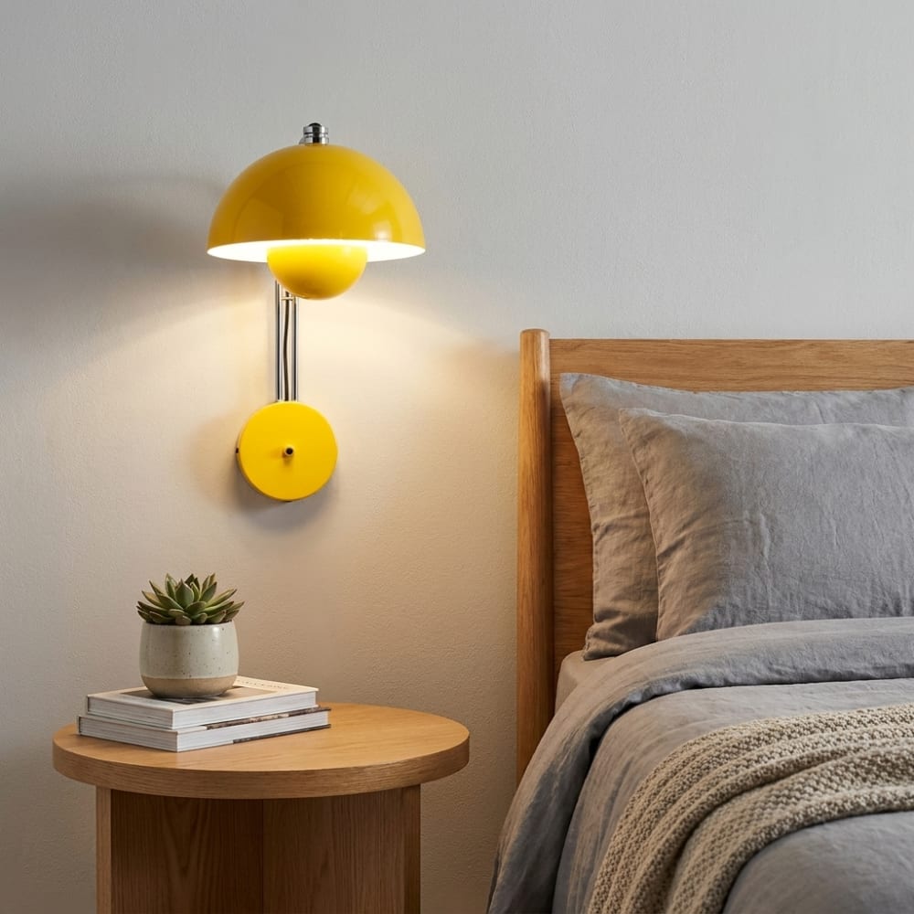 Applique murale florale en métal jaune E27 H42 cm — vue 3