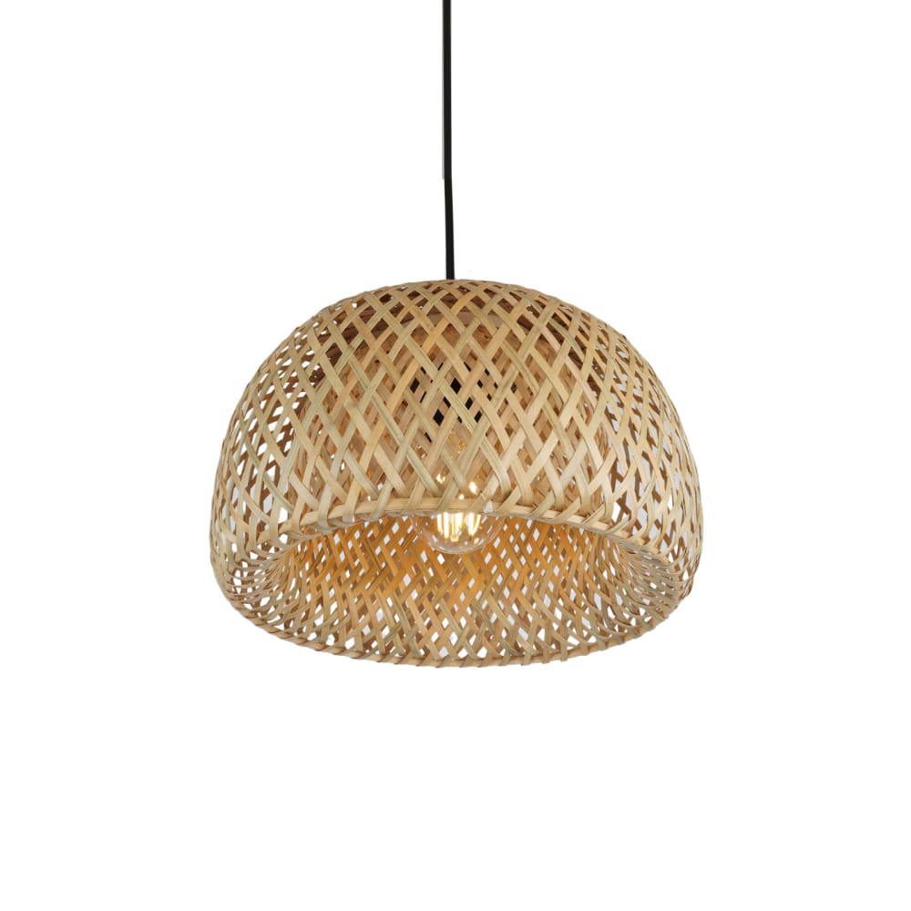 Alpinaluz Hängeleuchte Bambus und Rattan natur 29 cm Schwarz Bambus
