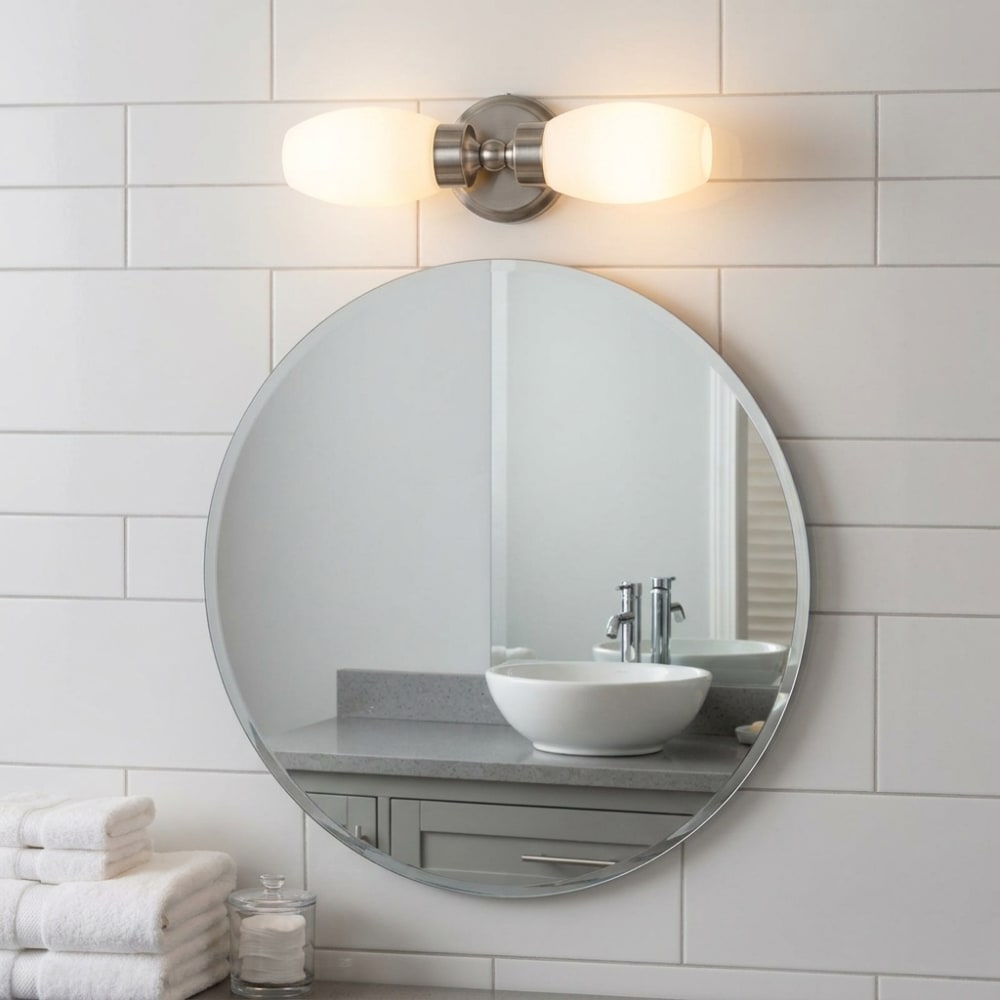 Doppelte Bad-Wandleuchte Metall nickel Opalglas H36 cm - Maisons