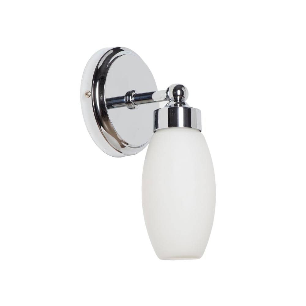 Alpinaluz Bad-Wandleuchte Metall chrom und Opalglas H23,5 cm style modern Silber