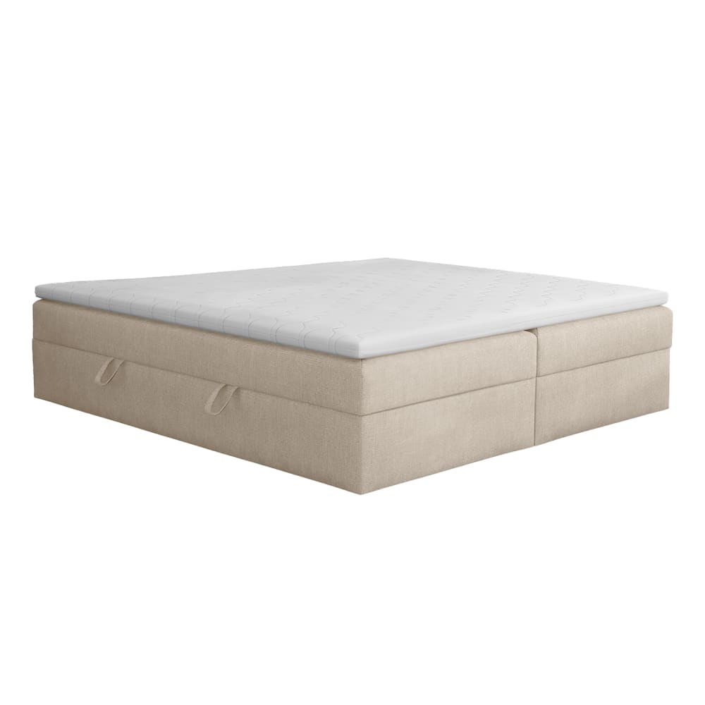 Lit boxspring en velours - ecru