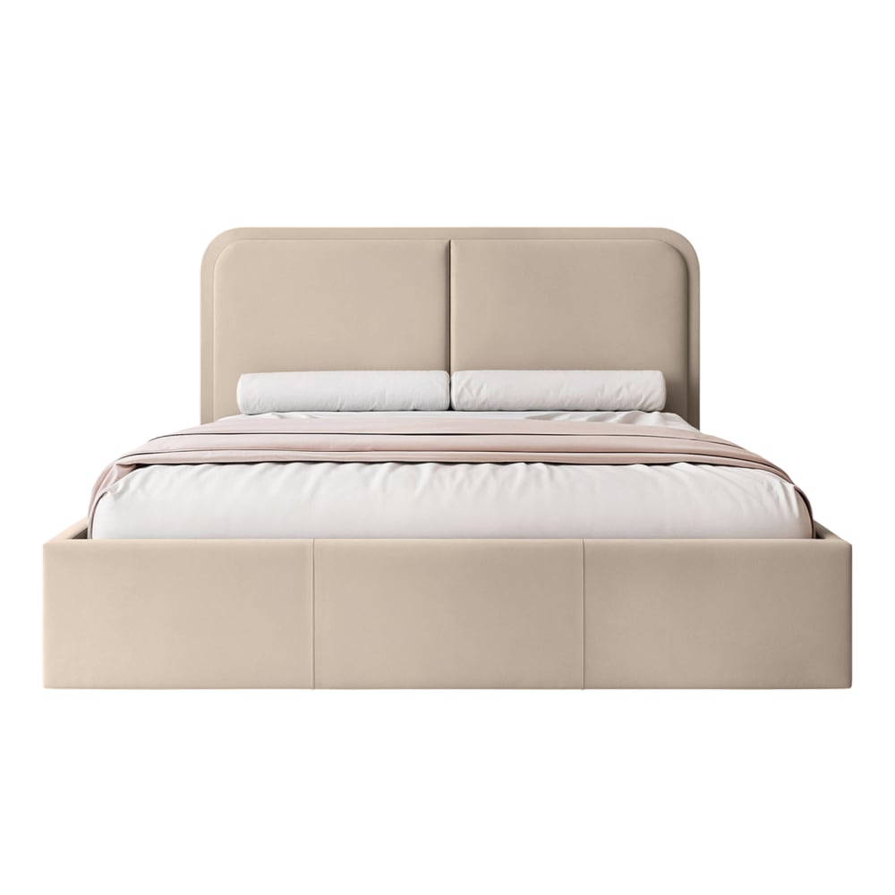 Lit rembourré en velours - taupe