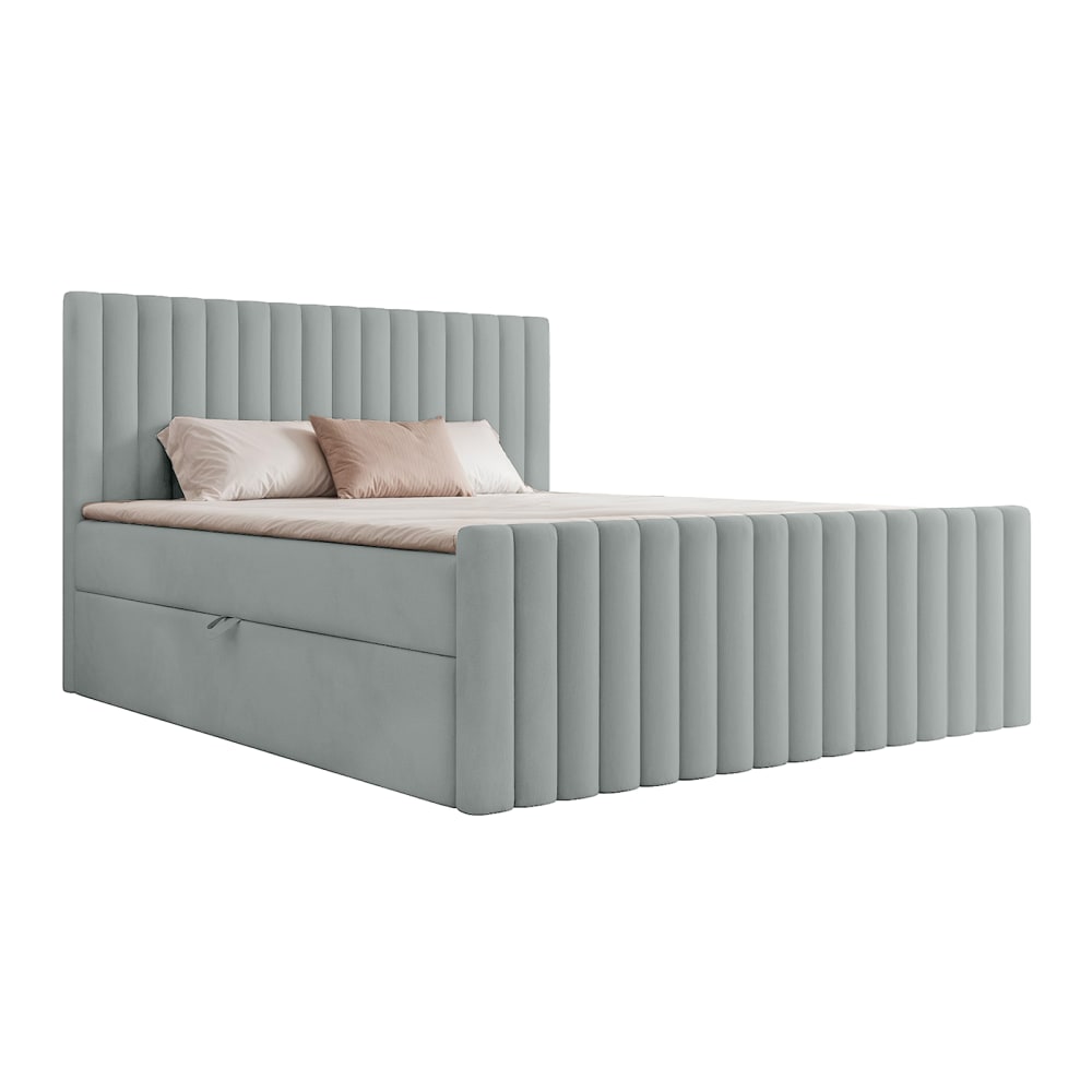 Lit boxspring en velours - argent