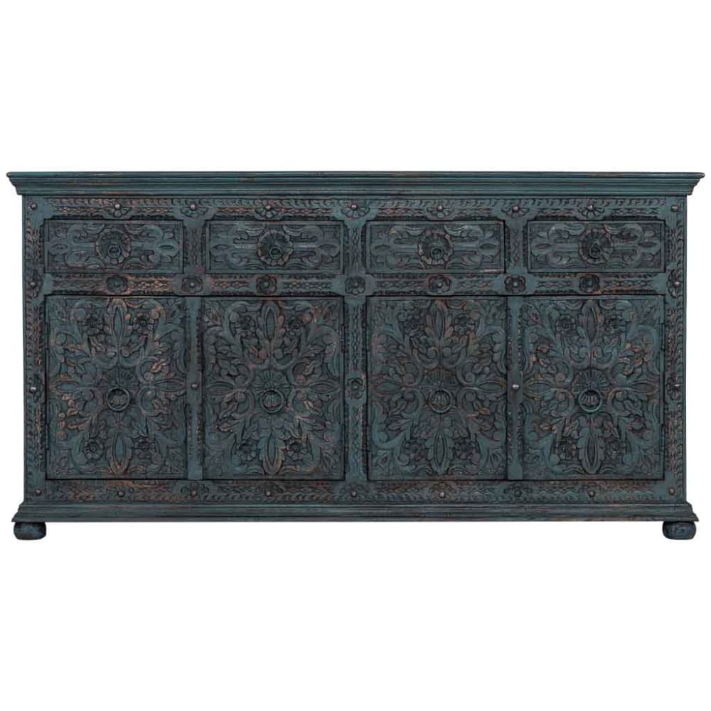 Handgefertigte Sideboard aus Holz, 180x45x96 (H) cm Blau -