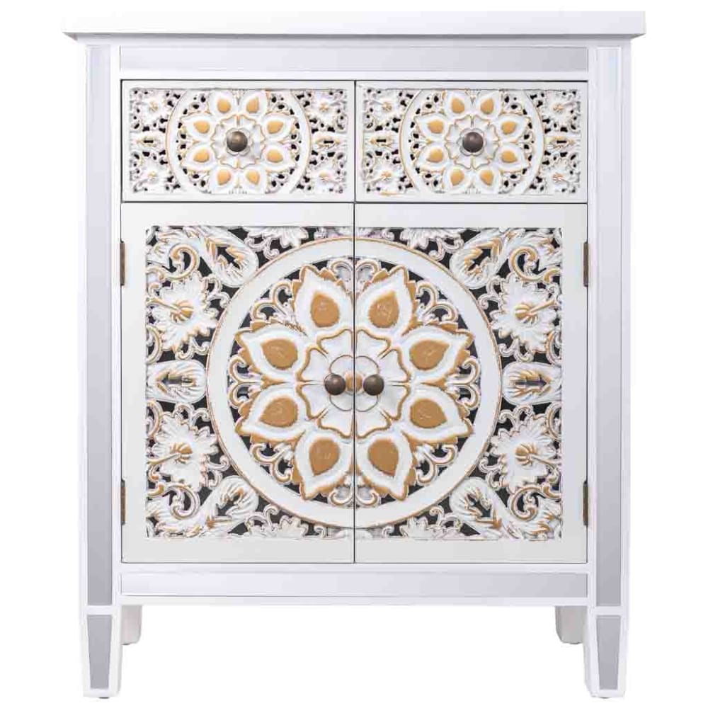 Sideboard aus Holz und Glas mit 2 Schubladen und 2 Türen -
