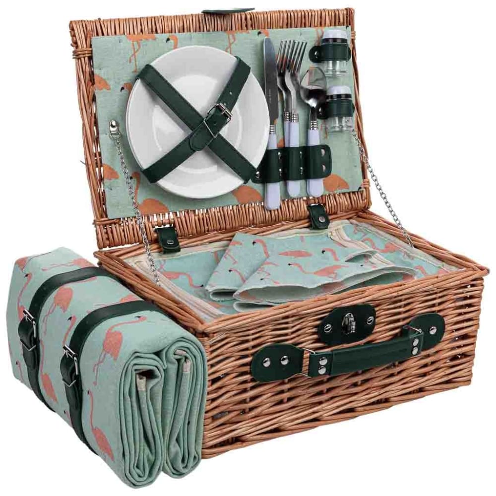 Wanderlust deco Picknickkorb für 4 Personen, 38 x 26 x 18 cm Braun style landhaus Braun Naturfasern