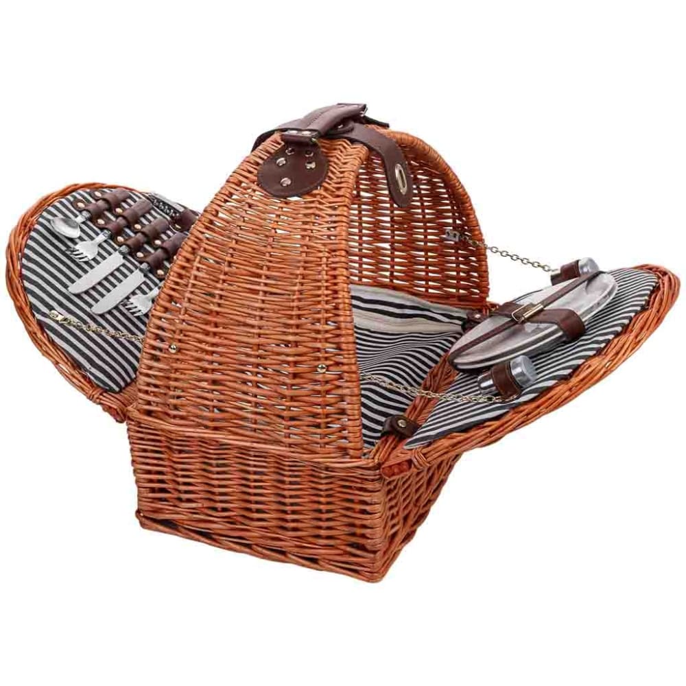 Wanderlust deco Picknickkorb für 2 Personen, 40x28x14/40 cm Braun style modern Braun Naturfasern