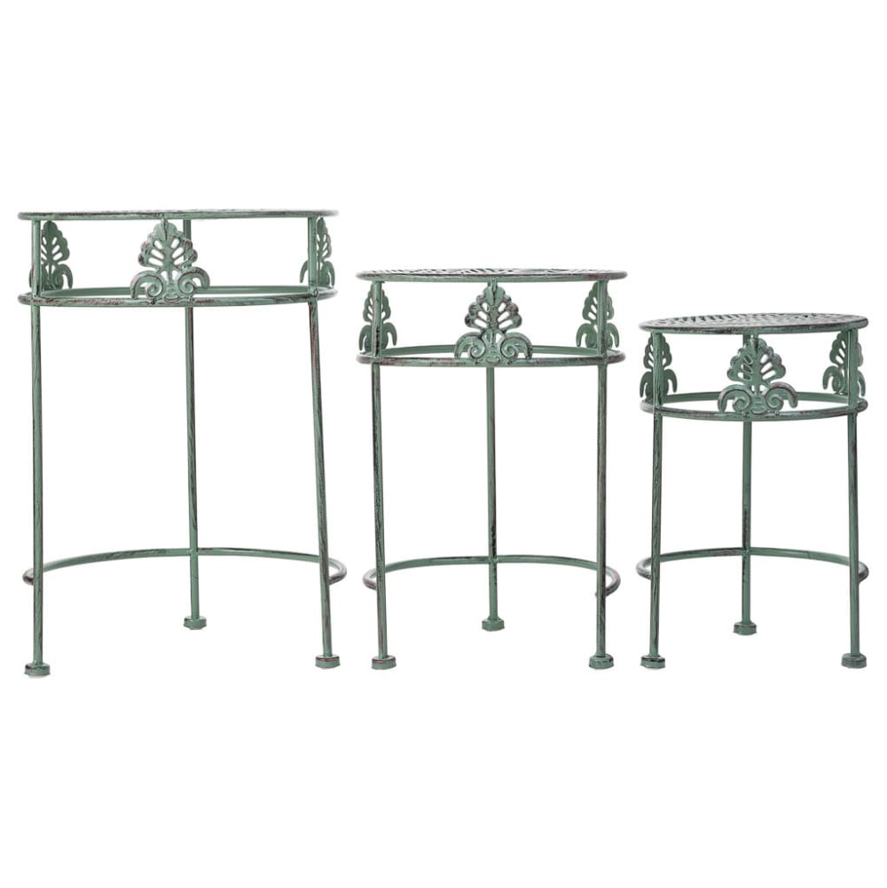Blumenständer 3-tlg. 28x28x40-24x24x34-20x20x30h cm Grün -