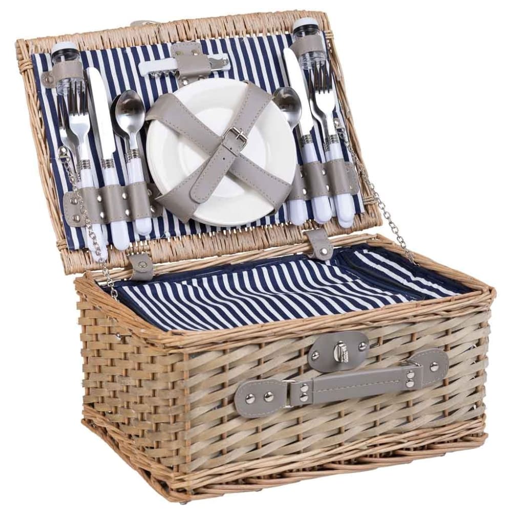 Wanderlust deco Picknickkorb 40x28x19 Blau style landhaus Blau Naturfasern
