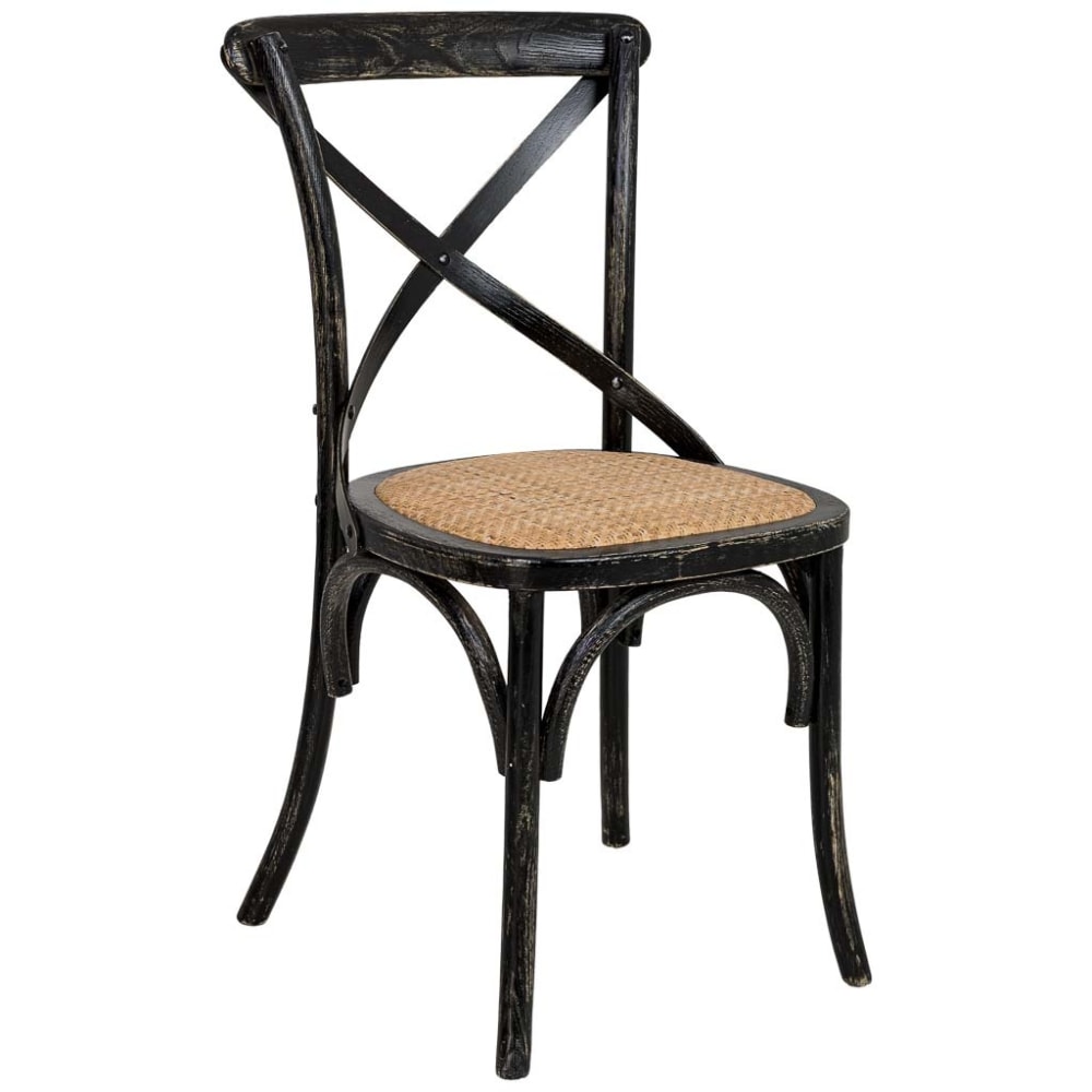 Wanderlust deco Holzstuhl mit Rattansitzfläche, 44x42x46/88 cm Schwarz style landhaus Schwarz Rattan