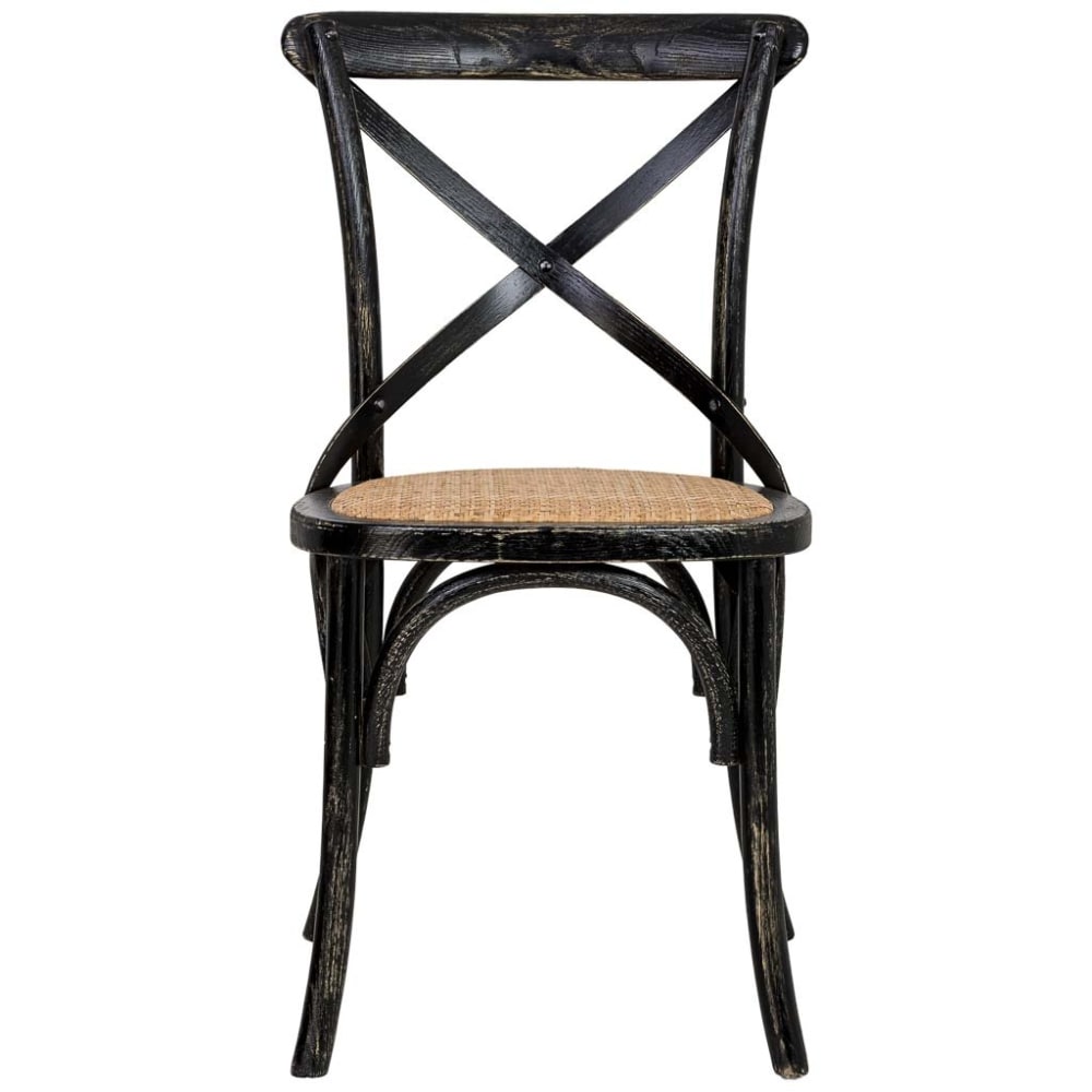 Holzstuhl mit Rattansitzfläche, 44x42x46/88 cm Schwarz - Maisons