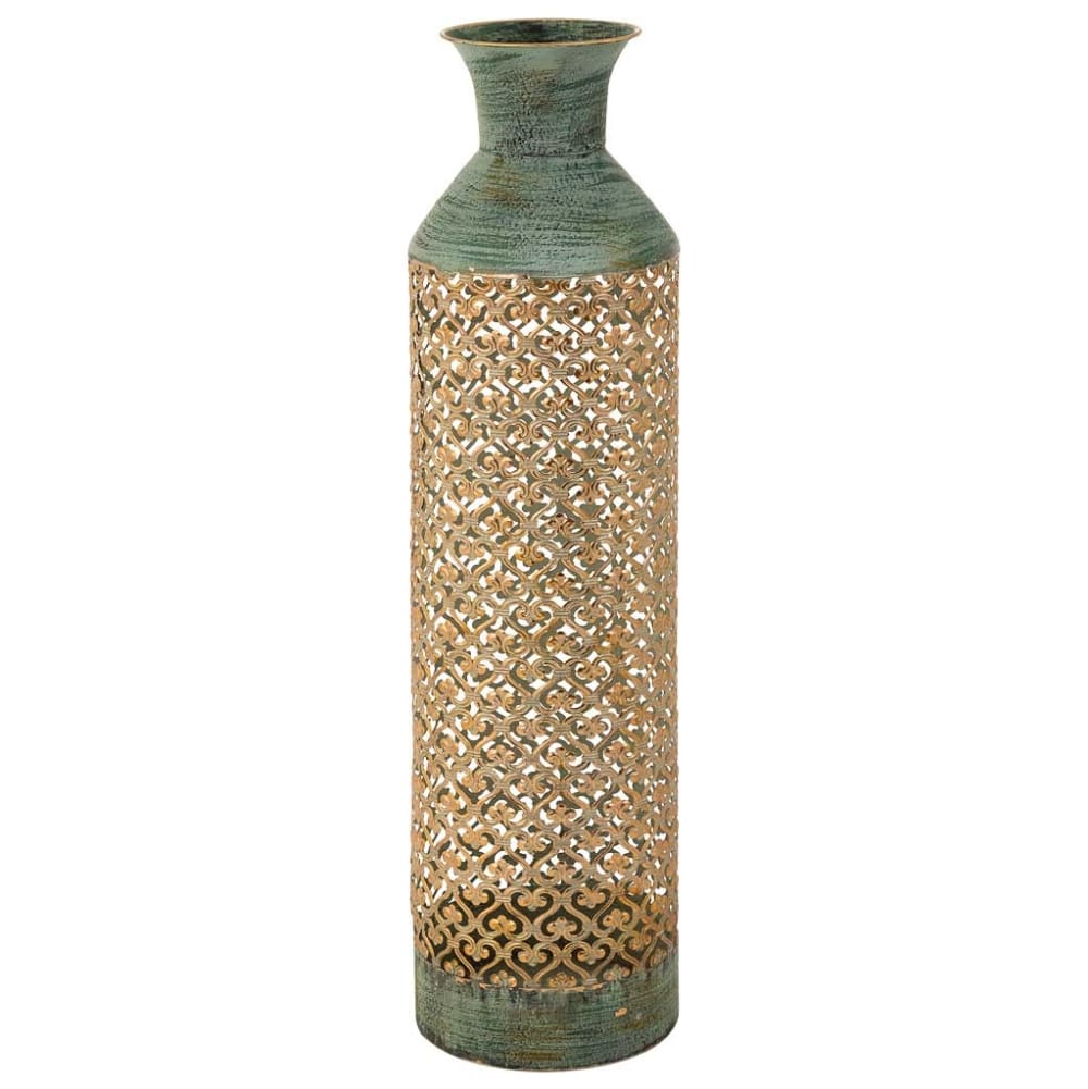 Wanderlust deco Metallvase 18x18x69,5h cm Blau style modern Blau Metall