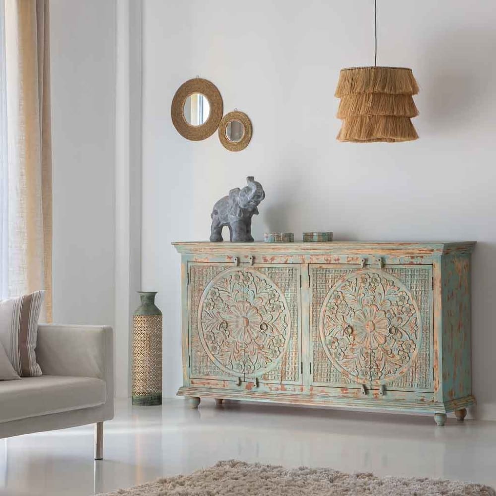 Metallvase 18x18x69,5h cm Blau - Maisons Du Monde