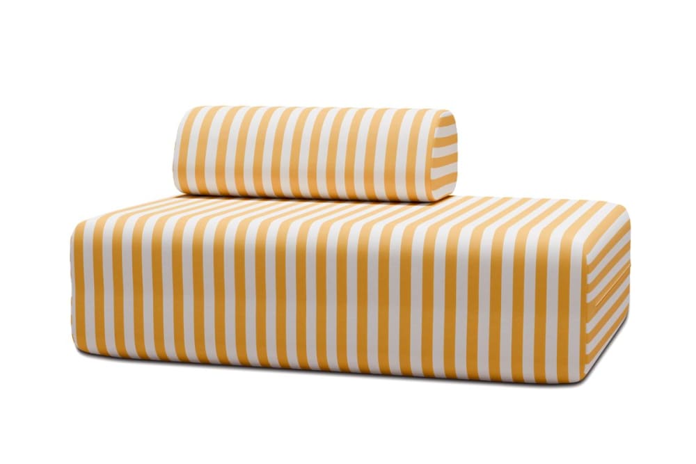 Canapé droit convertible - places tissu jaune