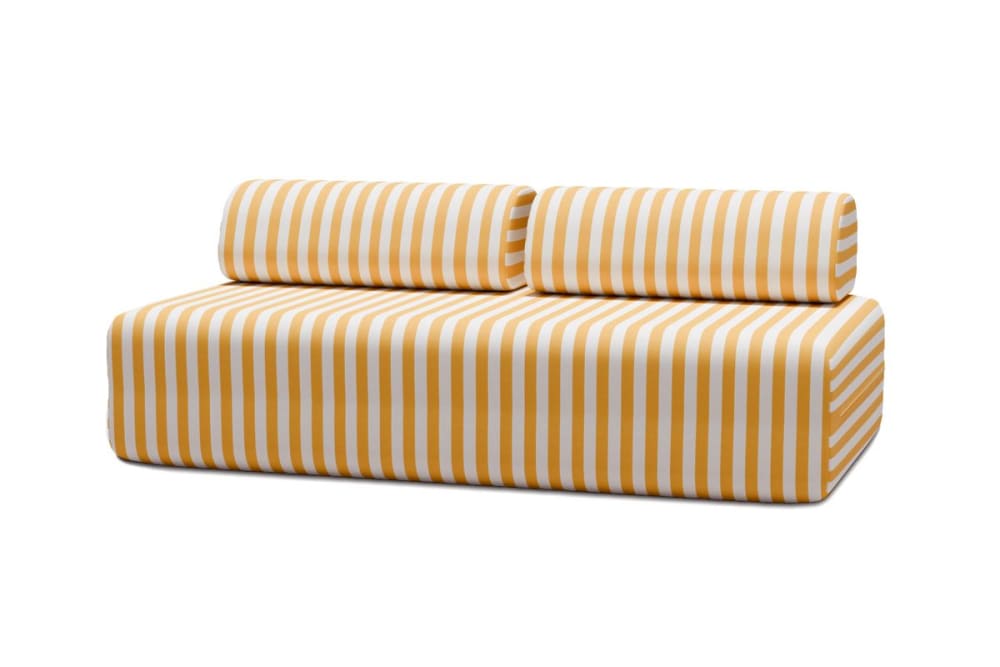 Canapé droit convertible - places tissu jaune
