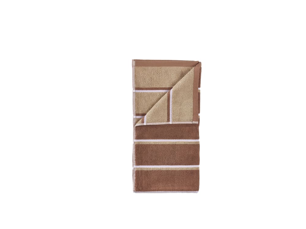 Serviette de bain en coton terracotta, camel et lavande 100 x 50 cm