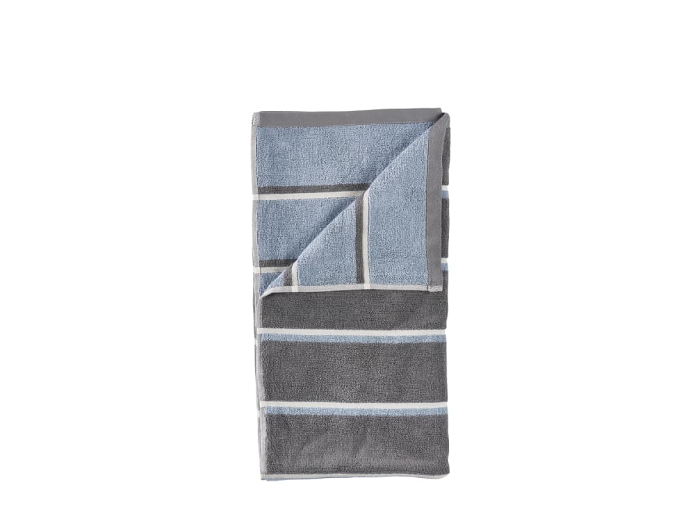 Serviette de bain en coton gris, bleu et gris clair 140 x 70 cm