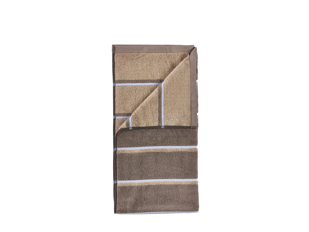 Serviette de bain en coton taupe, camel et bleu ciel 140 x 70 cm