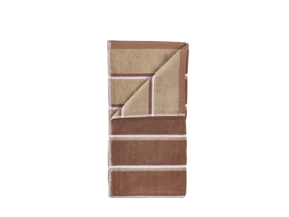 Serviette de bain en coton terracotta, camel et lavande 140 x 70 cm