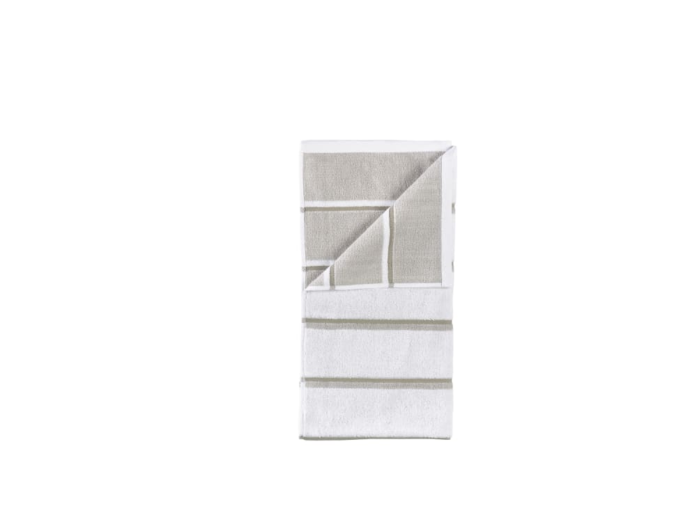 Serviette de bain en coton blanc, gris et vert eucalyptus  100 x 50 cm