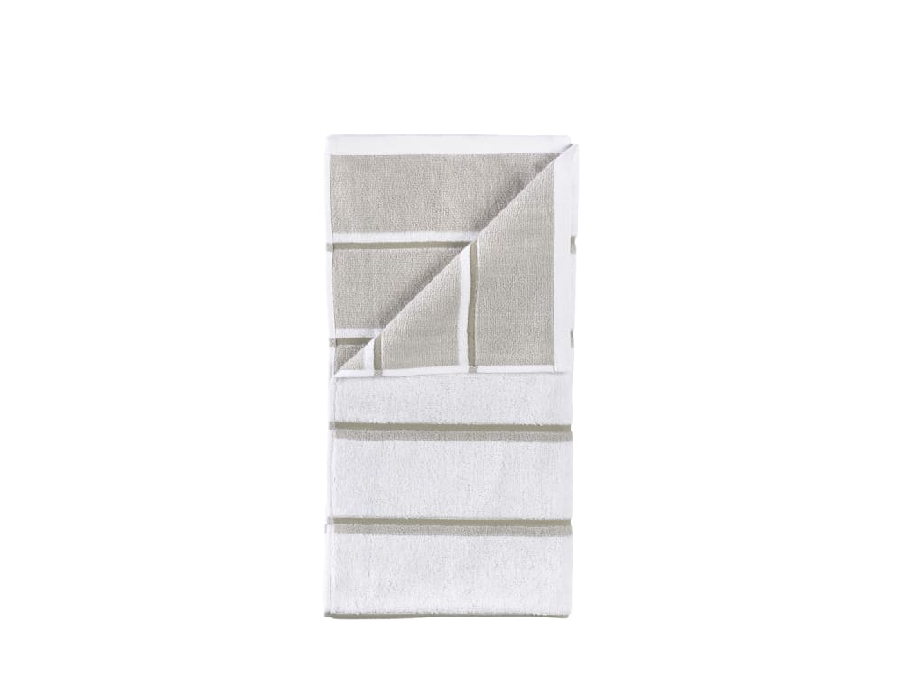 Serviette de bain en coton blanc, gris et vert eucalyptus 140 x 70 cm Serviette de bain en coton blanc, gris et vert eucalyptus 140 x 70 cm