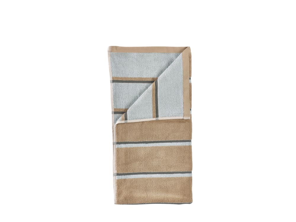 Serviette de bain en coton camel, bleu et vert olive  140 x 70 cm