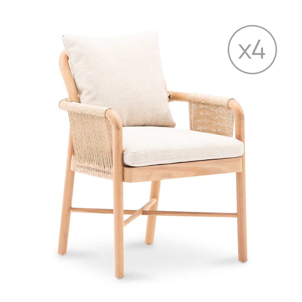 Lot 4 chaises teck et